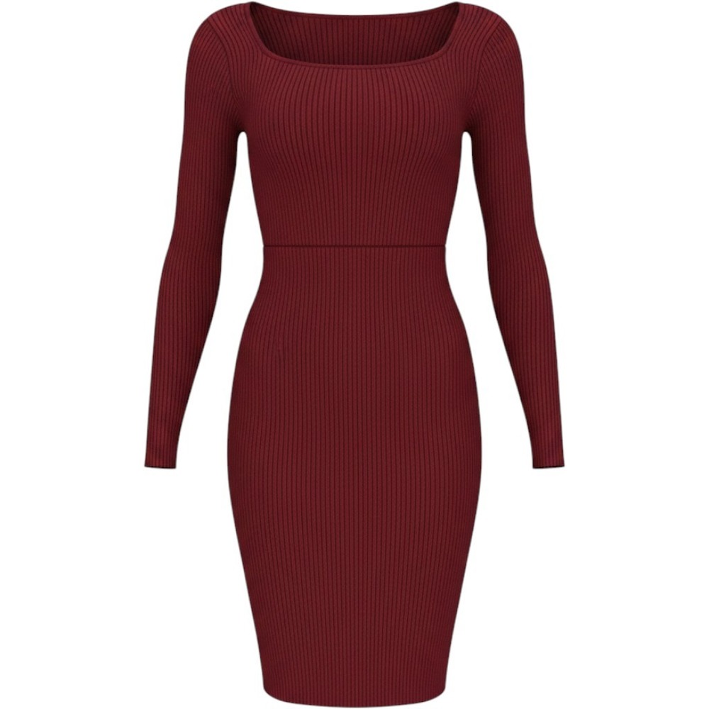 Jason Wu Collective Sweater Dress Medium Burgundy Red Open Back Tie Ribbed